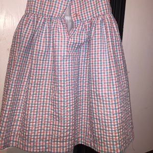 Seersucker mixed color summer print dress